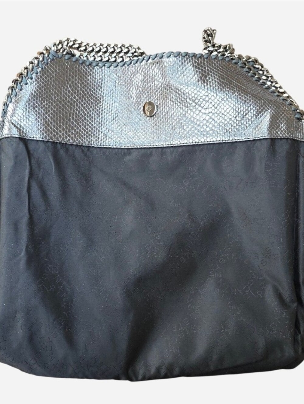 EUC Stella McCartney Silver Metallic Snakeskin Print Falabella Shoulder Tote Bag - Picture 10 of 16
